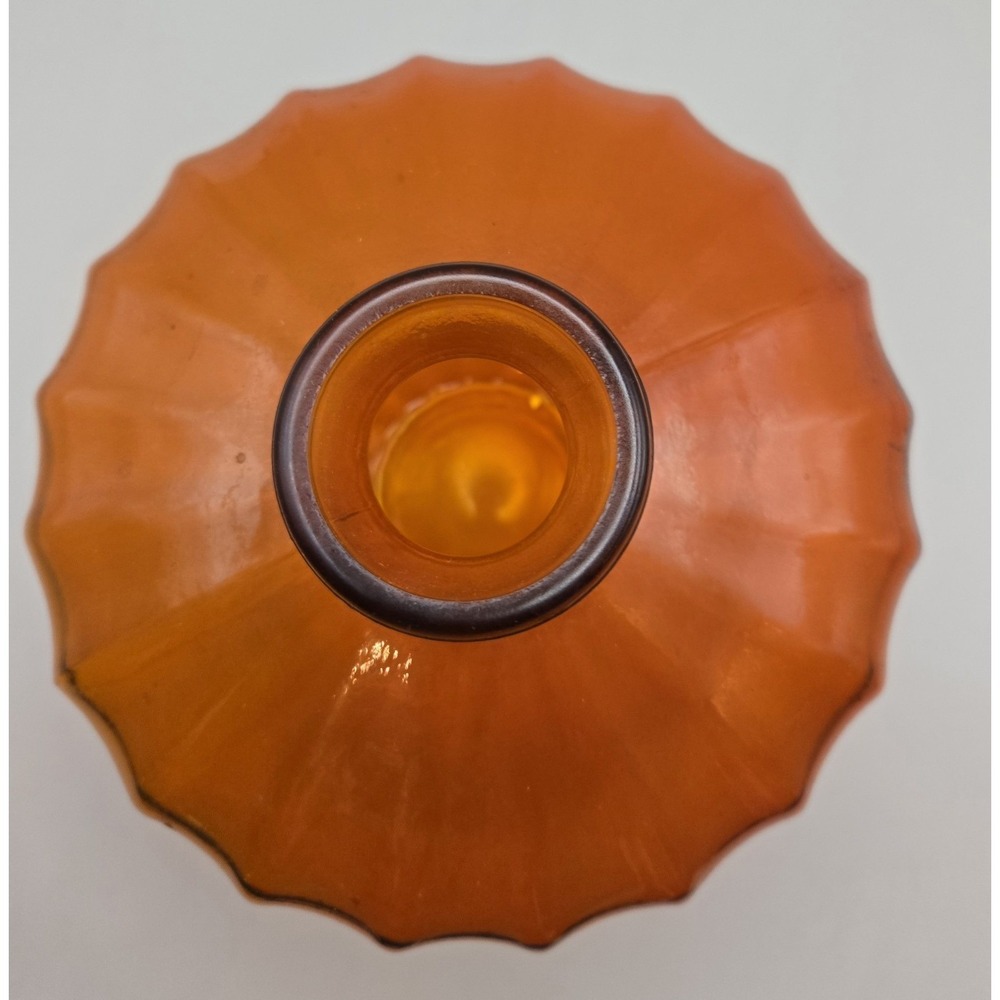 Vintage Vase Orange Gourd Shaped Ribbed Vase. 7" Wide - Picture 2 of 9